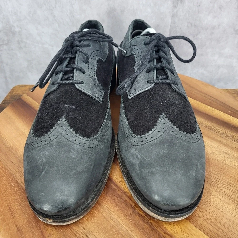 Brusque‎ Oxford Shoes Mens 13 EU 46 Gray Suede Leather Wingtip Dress Shoes